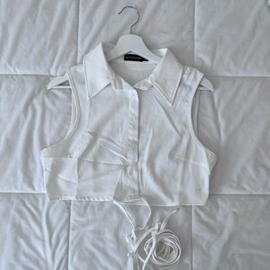 PLT cropped button up